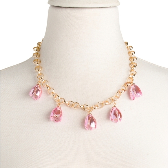 Betsey Johnson Jewelry - Betsey Johnson Gold and Pink Tulip Necklace